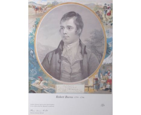 Robert Burns limited edition signed print, (with certificate) a landscape watercolour, signed Maclean, prints of Oliver Cromw