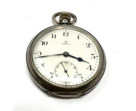 Antique silver open face Omega pocket watch the watch balance spins the watch keep winding 