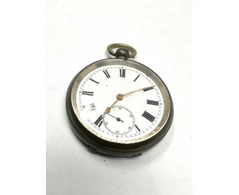 STERLING SILVER Gents Vintage Open Face Pocket Watch Key-wind Working 