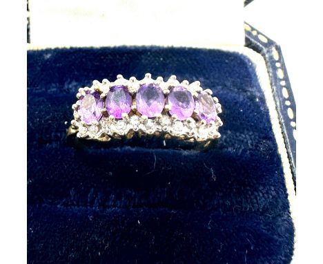 9ct gold amethyst  &amp; diamond ring weight 2.6g 