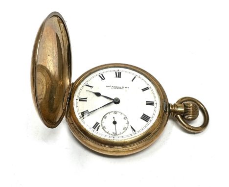 THOMAS RUSSELL Rolled Gold Full Hunter Gents Pocket Watch Hand-wind Working 