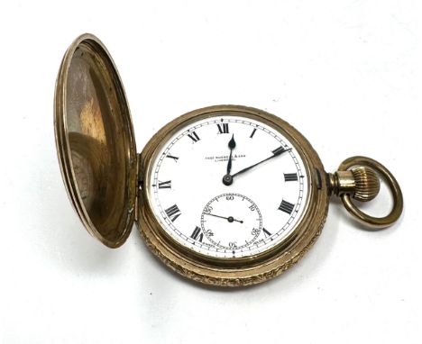 THOMAS RUSSELL Rolled Gold Full Hunter Gents Pocket Watch Hand-wind Working 