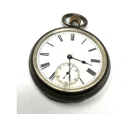 STERLING SILVER Gents Vintage Open Face Pocket Watch Hand-wind Working 