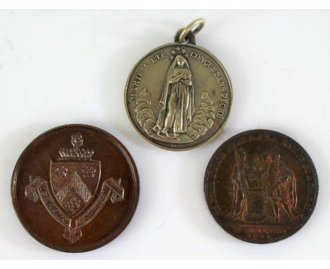 Dulwich College bronze medal, 4cm diameter,&nbsp;Marie A ete Concur Sans Peche medal, 3.5cm diameter,&nbsp;Medal of Louis XVI