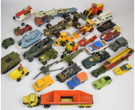 A collection of loose Corgi and Dinky diecast model cars to include Batmobile, Spectrum Pursuit Vehicle, John Player Special 