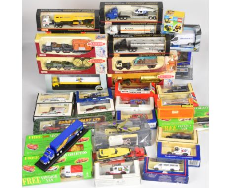 Forty diecast model cars, buses and aeroplanes to include Solido, Polistil, Burago, Original Omnibus, Corgi, Lledo etc.