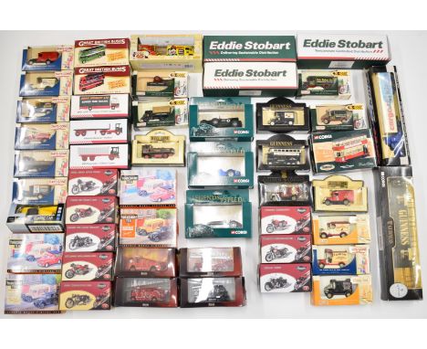 Over sixty diecast model cars, motorcycles, haulage and emergency service vehicles to include Corgi, Atlas Editions and Lledo