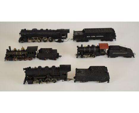 Four H0 scale Tenshodu and Mantua painted brass American steam locomotives to include New York Central 'Mohawk' 3058 4-8-2, m