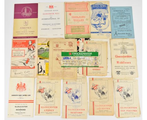 Collection of rugby, football and other sporting programmes including Gloucester Rugby examples 1946 / 1947, vs Lydney, Old M