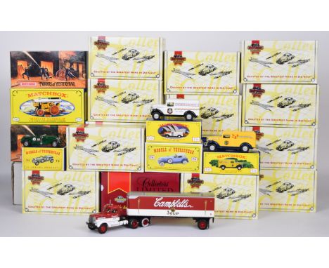 Twenty-three Matchbox diecast model cars to include Models of Yesteryear and similar series, all in original boxes.