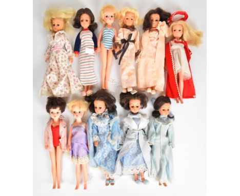 Eleven vintage Sindy dolls by Pedigree dressed in 1970's &amp; 80's bedtime attire to include Sweet Dreams and Summer Nights.