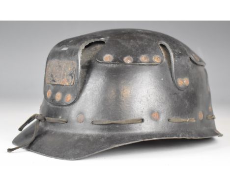 Miner's helmet, not marked but possibly a 'Huwood' Light Type example