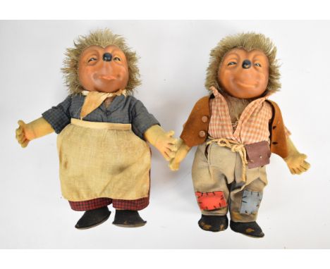 Steiff Micki and Meckie hedgehog character dolls, c.1950's, height 26cm.