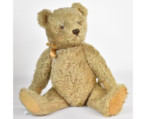 Steiff Teddy bear c.1950's with blonde mohair, cloth pads, disc joints, growler, stitched snout, button and label in ear, hei