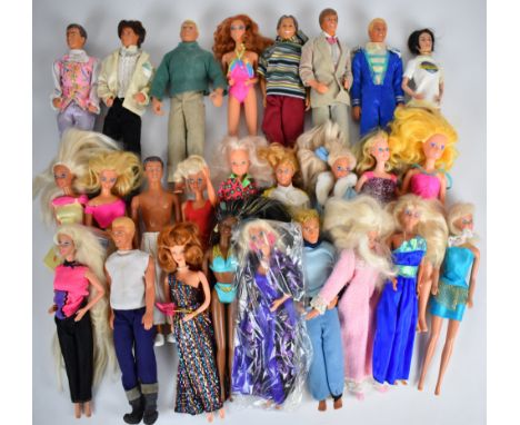 Twenty-five Mattel Barbie dolls dressed in a range of evening, sports and casual clothing.