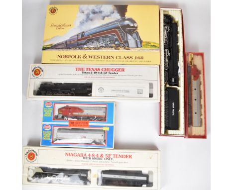 Six H0 scale Bachmann, Rivarossi and similar American locomotives to include Niagara 4-8-4, Norfolk &amp; Western Class J 611