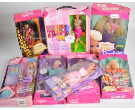 Eight Mattel Barbie dolls to include Teen Talk 4951, Chinese 11180, Flower Mania 28614 and Olympic Skater 18501, all in origi
