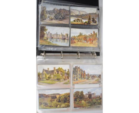 Album of vintage postcards, mainly pre 1930s topographical, many Oilette style cards including Dartmouth, Falmouth, Harrogate