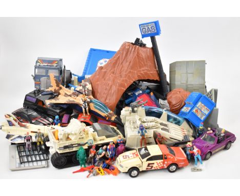 A collection of MASK and Action Force figures, vehicles and playsets to include Boulder Hill.