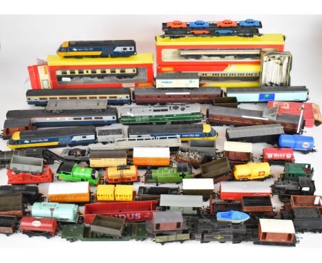 A collection of 00 gauge model railway locomotives, passenger carriages and goods wagons to include Lima Intercity 125, Tri-A