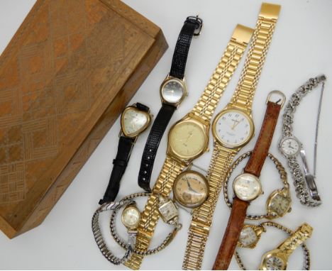 A box full of vintage watches to include Princess, Vialli, Oris and Omega Condition Report: Not available for this lot
