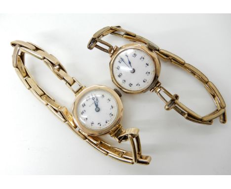 A 9ct ladies vintage Cyma watch and strap weight including mechanism 22.2gms together with a 9ct Regina example with a rolled