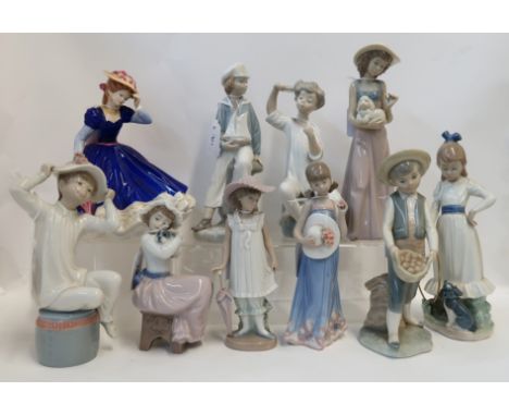 Four Lladro figures of children, four Nao figures, another Spanish figure and a Doulton figure Mary Condition Report: Availab