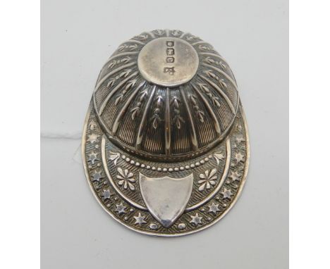 A silver caddy spoon modelled as a Jockey's cap, Sheffield 1920 Condition Report:The spoon is in good condition. . .