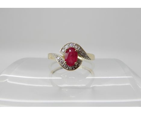 A 9ct gold ruby set ring, size K, weight 1.3gms Condition Report: Available upon request