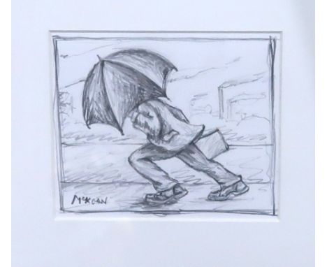 GRAHAM MCKEAN Shelter form the storm, signed, pencil sketch, 9 x 10cm Condition Report: Available upon request