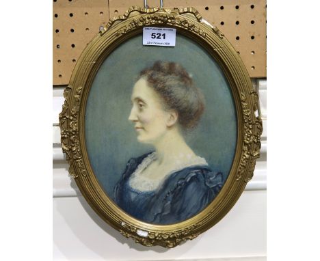 WOODBINE K HINCHLIFF Portrait of a lady in profile, signed, watercolour, dated, 1908, 25 x 19cm Condition Report: Available u