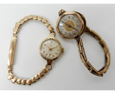 A 9ct gold Smiths wristwatch, weight including mechanism 19.7gms, together with a 9ct cased ladies vintage watch with a gold 