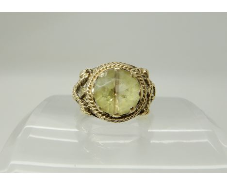 A 9ct gold citrine set ring, size R1/2, weight 5gms Condition Report: Available upon request