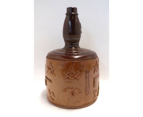 A Port Dundas stoneware whisky decanter, modelled as a Masonic mallet, decorated with Masonic symbols Condition Report:Has ro