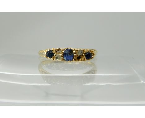 An 18ct gold sapphire and diamond accent ring, size O1/2, weight 2.7gms Condition Report: Available upon request