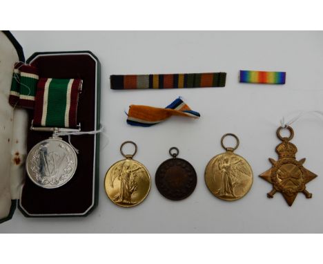 A lot comprising a cased Women's Voluntary Service medal, a '14-'15 star and victory medal to 350960 Private R. P. Steel, Roy