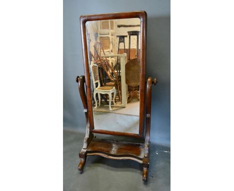 A Victorian Mahogany Cheval Mirror, 152cm tall, 84cm wide 