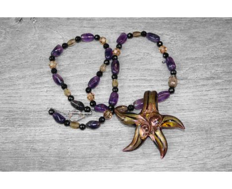 Necklace set with Amethyst and Onyx Spacers