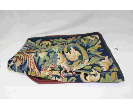 Wooden framed Kitchen Blackboard "Happy Cooker" and a vintage Tapestry depicting Birds in a floral setting