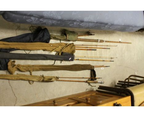 Five vintage Fishing Rods to include a James Aspindale &amp; Son "Dalesman" rod, Allcock's "Light Caster", Test "Elasticane" 