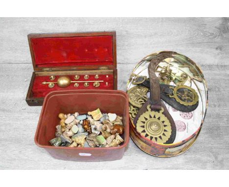 Collection of Wade Whimsies, an incomplete Sikes' Hydrometer and a small quantity of brass horse brasses