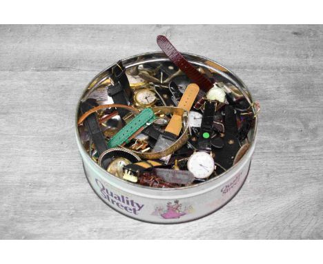 Tin of mainly Working Vintage Gents Mechanical Wristwatches and Quartz, approx. 29 in total