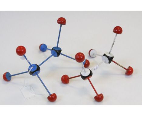 Two vintage Molecule Models in painted Metal &amp; Wood