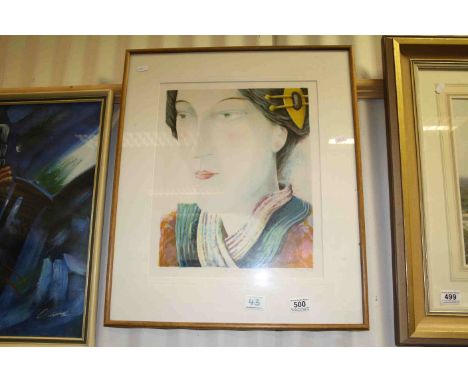Framed and Glazed Limited Edition Peter Ford Print ' The Yellow Brooch ', no. 10/100 and signed in pencil to the margin