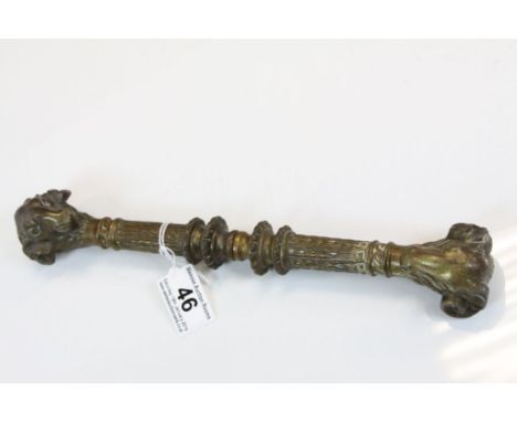 Two vintage Brass Rams Head Finials with joining screw to centre to made double headed short Staff