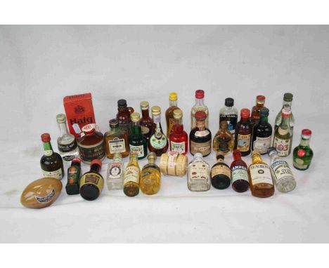 Box of vintage Miniature bottles of Alcohol to include Brandy, Gin &amp; Whisky etc