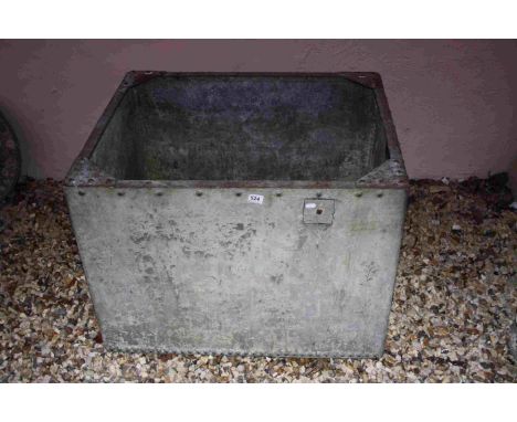 Large Galvanised Rivetted Trough, 90cms x 74cms x 64cms high