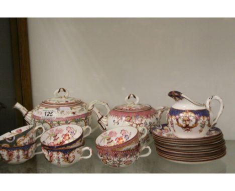 Vintage French Tea service with Oriental style pattern by "Sarreguemines"