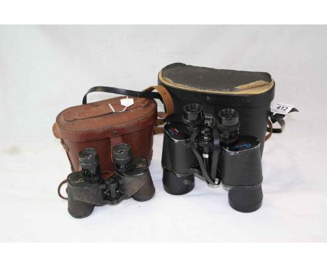 Two pairs of vintage cased Binoculars to include; Omiya 7 x 50 and a WW2 Military pair marked "Nash Kelvinator Corp 1942 H.M.