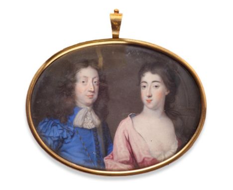 ~ English School (circa 1700) Double portrait of a lady and gentleman  Oval, 7.5cm 